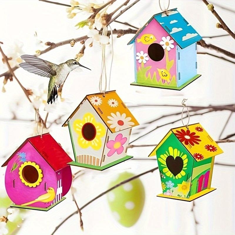 Unfinished DIY Wood Birdhouse Kit, Paint Your Own Wooden Craft Birdhouse, Perfect for Crafts, Parties, Birthdays, DIY Art Supplies