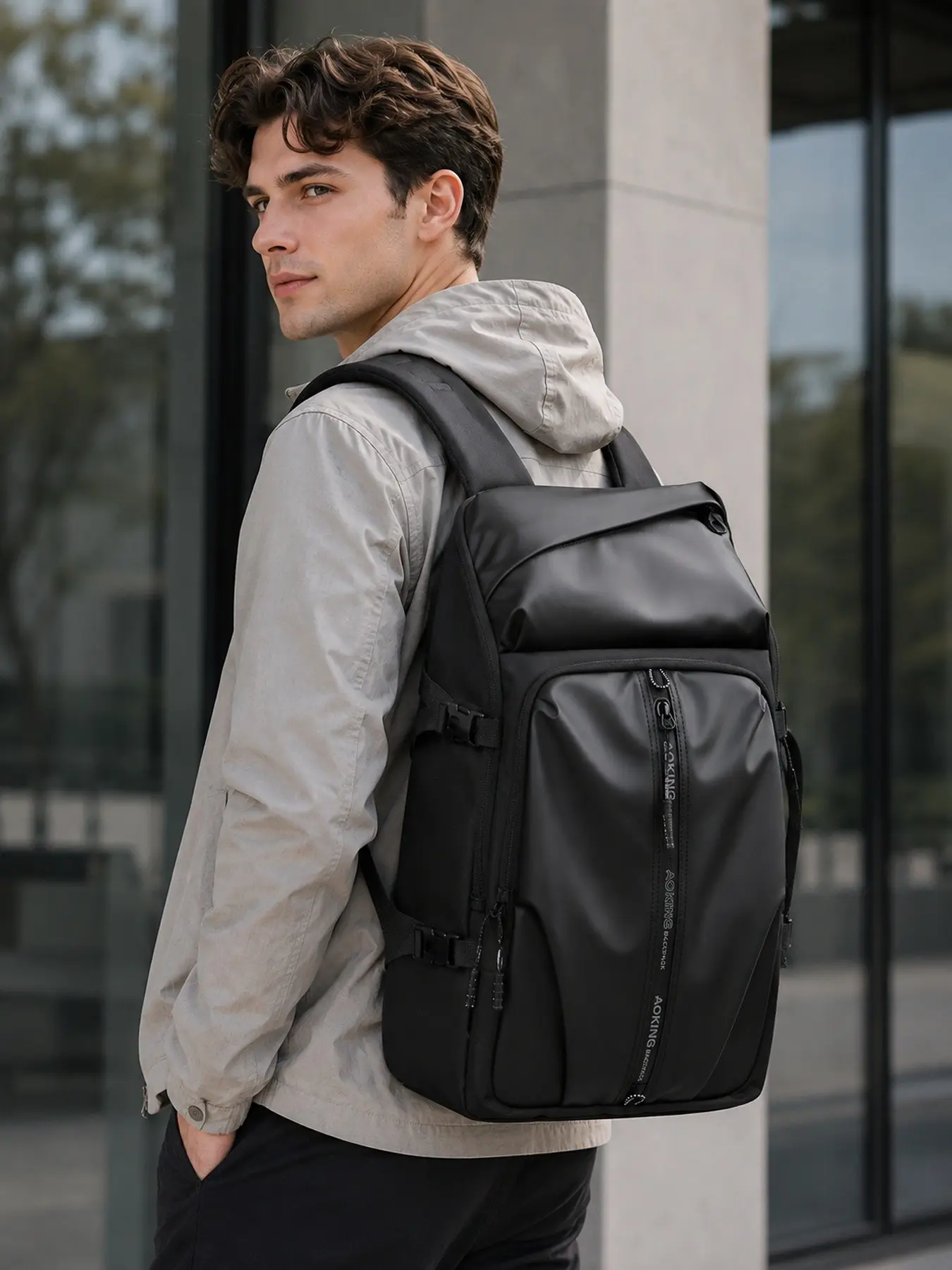 Aoking Waterproof Backpack, Casual Laptop Bag for Men and Women, Large Capacity, Suitable for 15.6-Inch Laptops, Business Travel, All Seasons