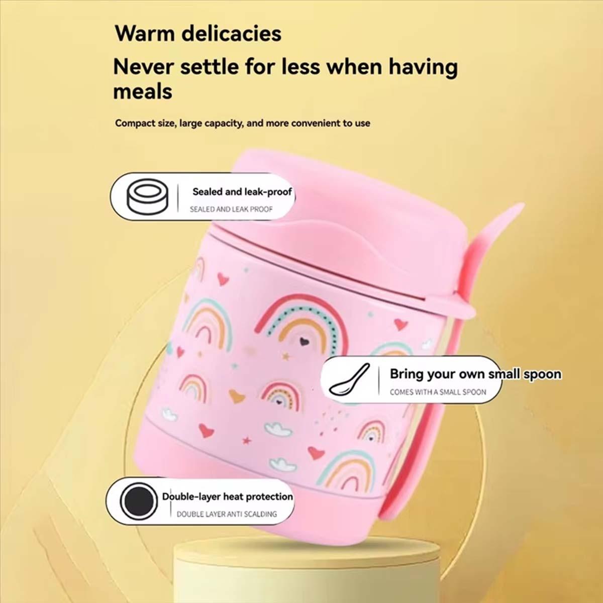 10oz Stainless Steel Insulated Food Jar with Spoon, Leak-Proof Soup Cup, Modern Style, Ideal for Students, Office, Travel, Kitchen, Great Gift