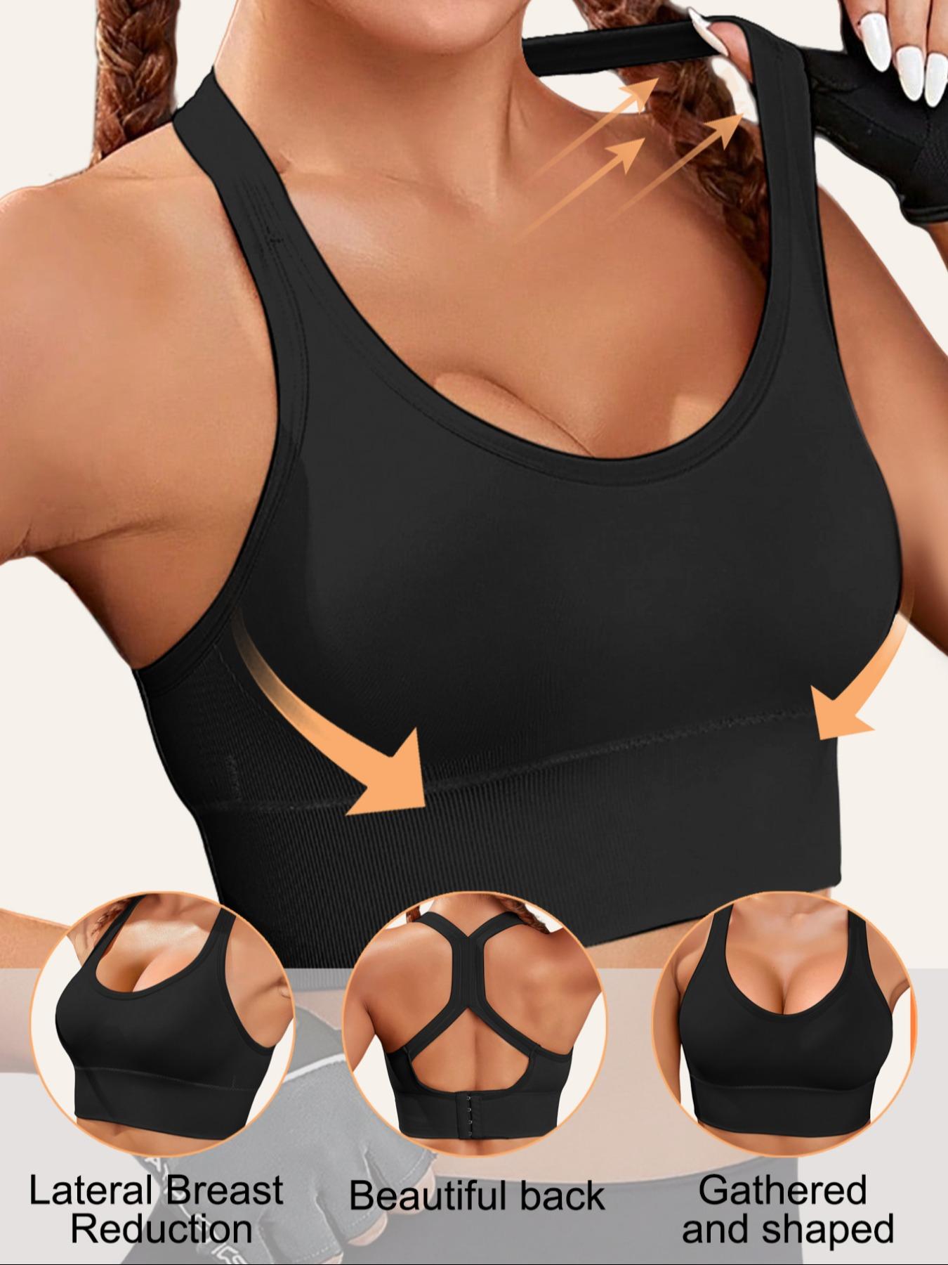 Women's Wireless Sports Bra, Sporty Bra, Fitness Bra, Sportswear Bra, Detachable Pads, Seamless Cross Back, Breathable Fabric, Yoga Running Workout Lingerie, Sports Bras Pack