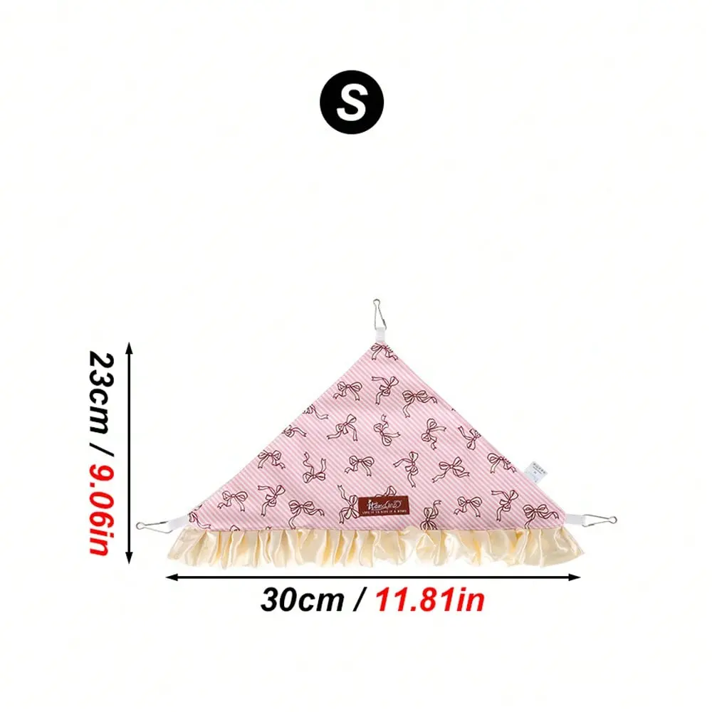 1pc Ruffled Edge Small Pet Hammock with Printing Patterns, Small Pet Sleeping Bed Hanging Triangular Bed with Hooks, Cozy Resting Nest Guinea Pig Bed for Guinea, Hamsters & Other Small Pets