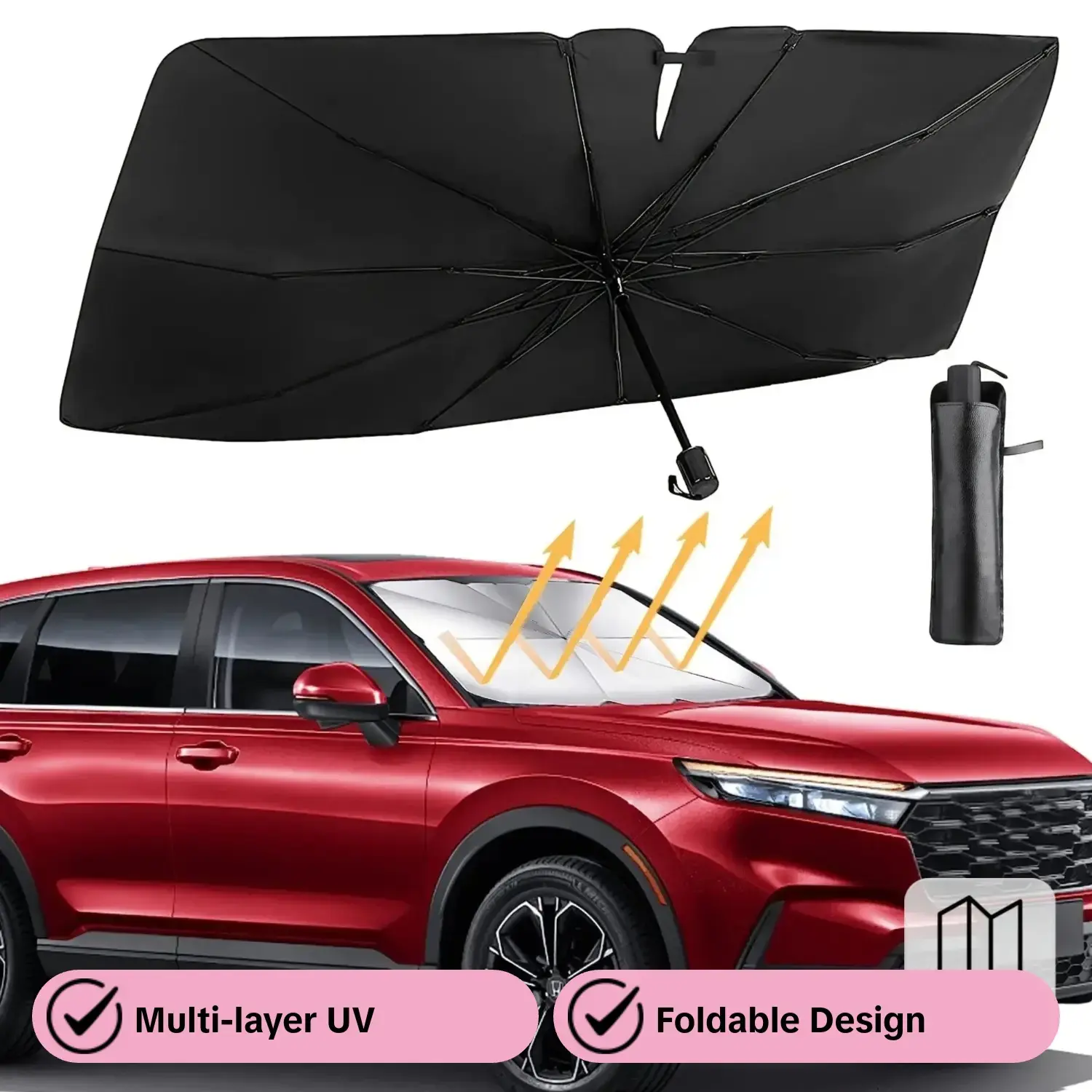 Foldable Car Sunshade, Sun Shade For Car Window, Multi-Layer UV Protection and Heat Insulation, Windshield Cover for Cars and SUVs, Car Accessories