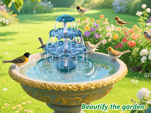 AISITIN 6.5W Solar Bird Bath Fountain with 3 Tiered Bird Bath Upgraded 2025, DIY Detachable Solar Water Fountain Pump with Fixed Equipment for Garden Decoration, Outdoor Bird Feeder and Waterfall