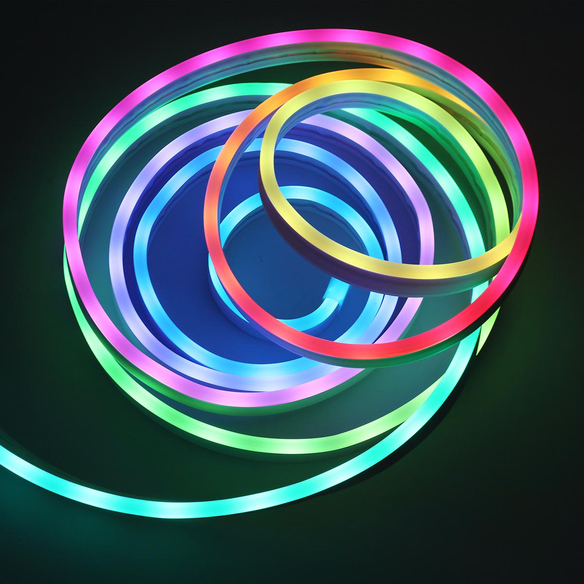 5M/16.4FT LED Neon Rope Lights, RGB Strip Ambient Lighting, Decorative Neon Light, IP67 Waterproof Flexible Rope Light with APP and Remote Control, Dimmable Neon Strip for Gaming Room Living Room Bedroom Indoor Outdoor Decor