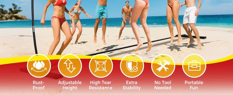 【Holiday Haul】BAGAIL Volleyball Net, 12ft/20ft Portable Volleyball Net for Backyard - Adjustable Height, Heavy-Duty Frame, Freestanding Design - Portable Outdoor/Indoor Volleyball Set with Carry Bag family sport