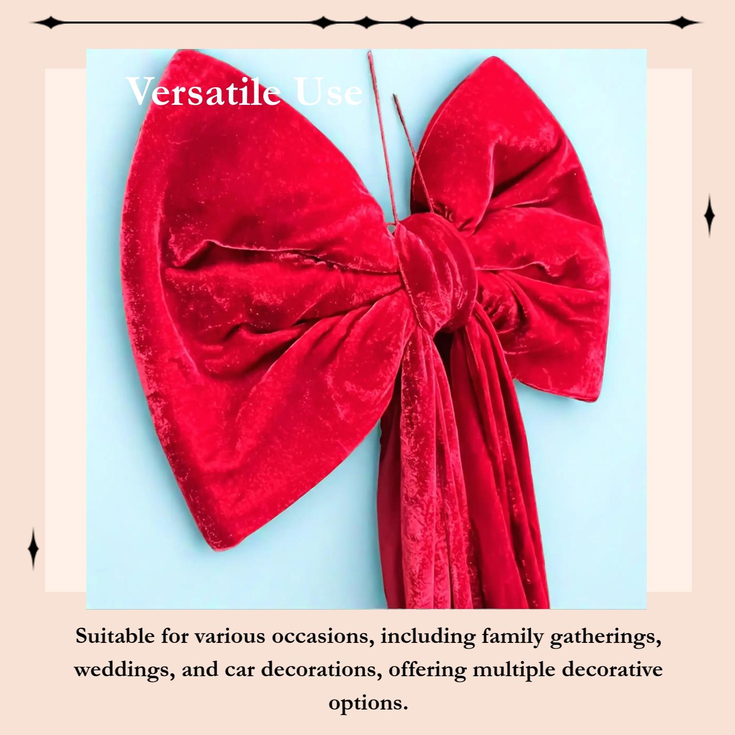 1 Valentine's Day Home Decor Bow Large Red Christmas Tree Top Velvet Bow Valentine's Day Ornament Christmas Wreath Bow for Family Gatherings, Weddings, Cars and Festive Decorations