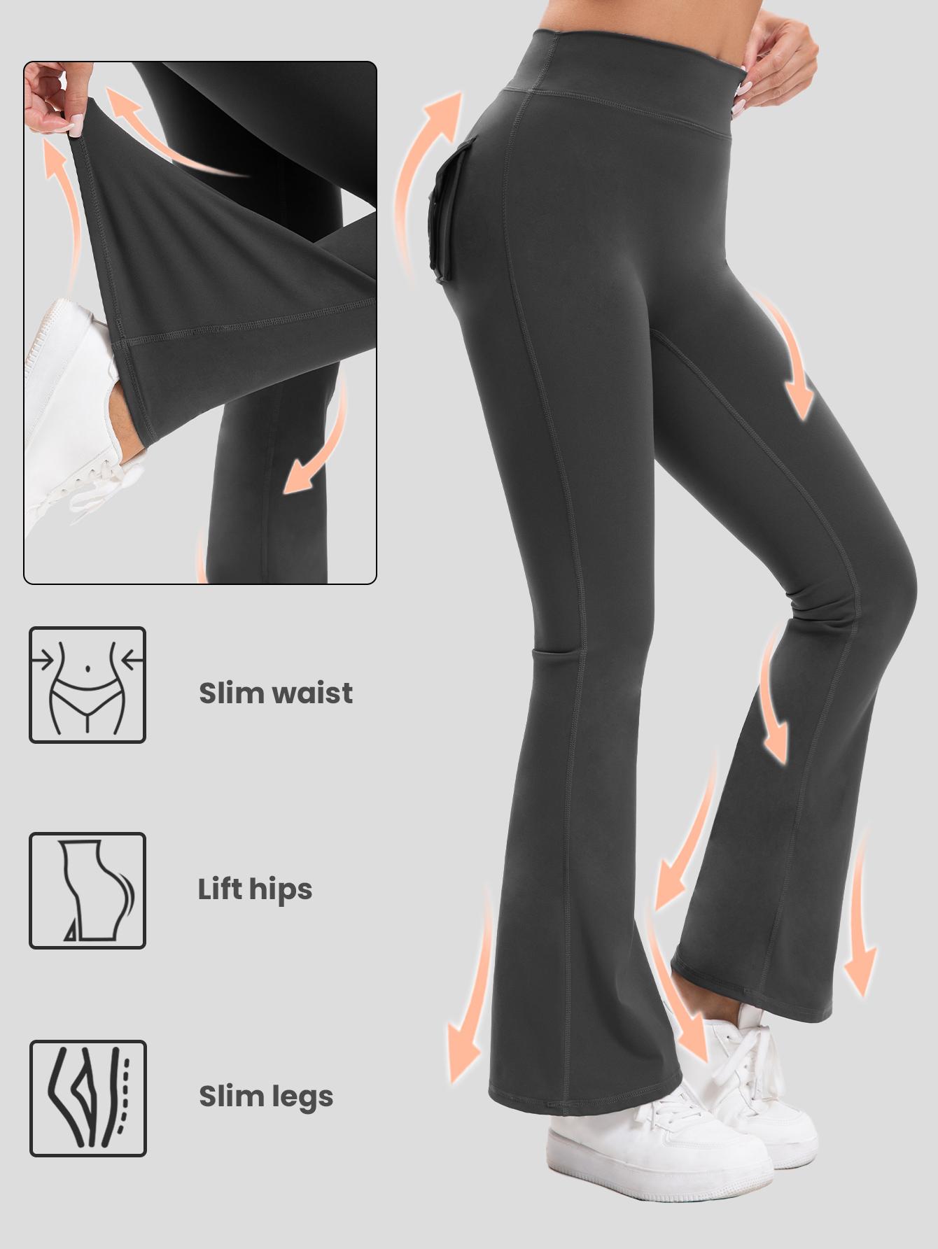 3PCS Women's High-Waisted Boot Style Carved Pleated Buttocks Flare Leggings Stretch Training And Fitness Flared , Super Comfortable Daily Pants shapewear leggings Gym Exercise Leggings