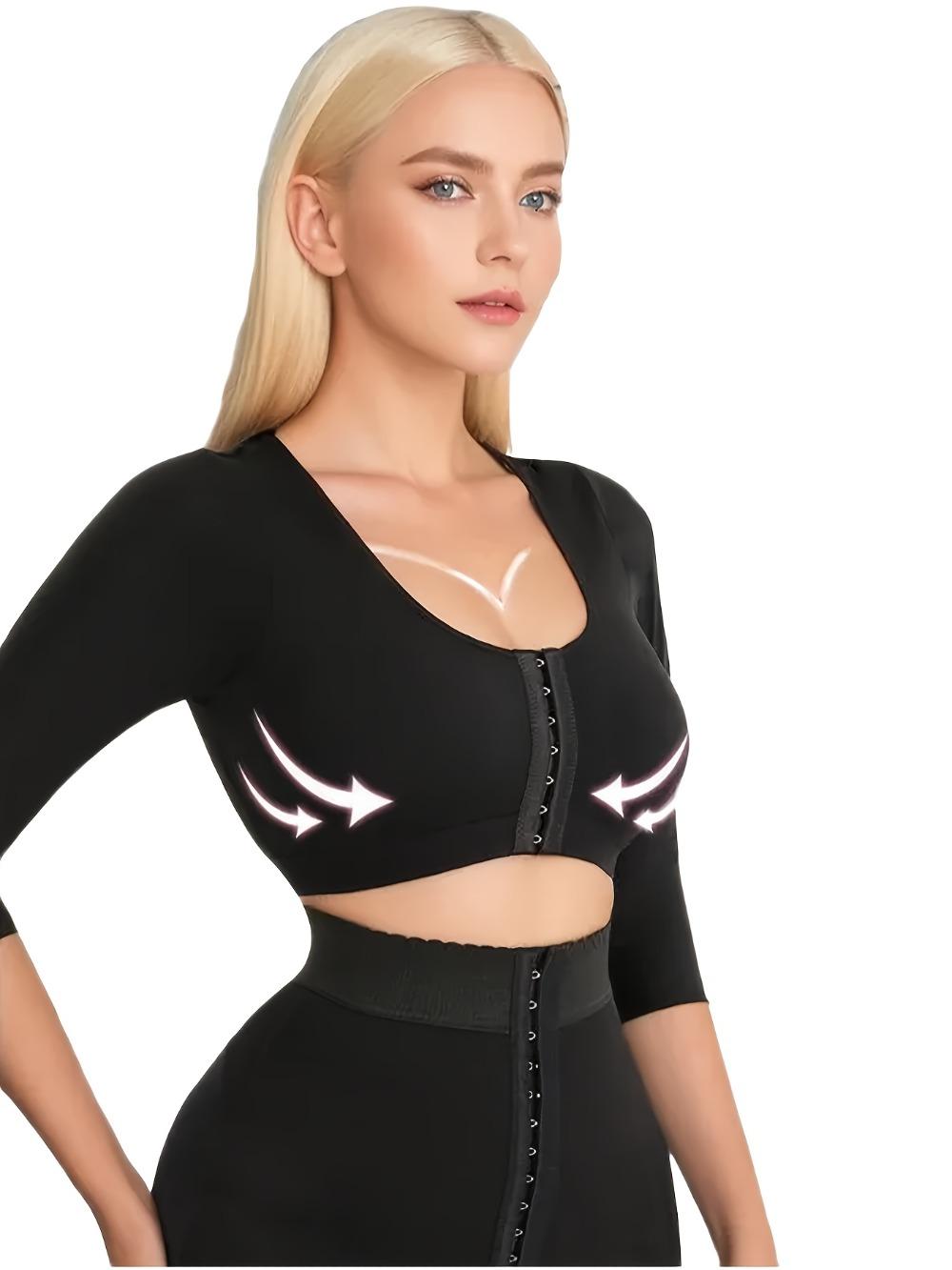 Women's Front Opening Shaping Bra Set Upper Arm Shaping Training Top Compression Sleeve Top Tummy Control Breast Arm Sculpting Body Shaper