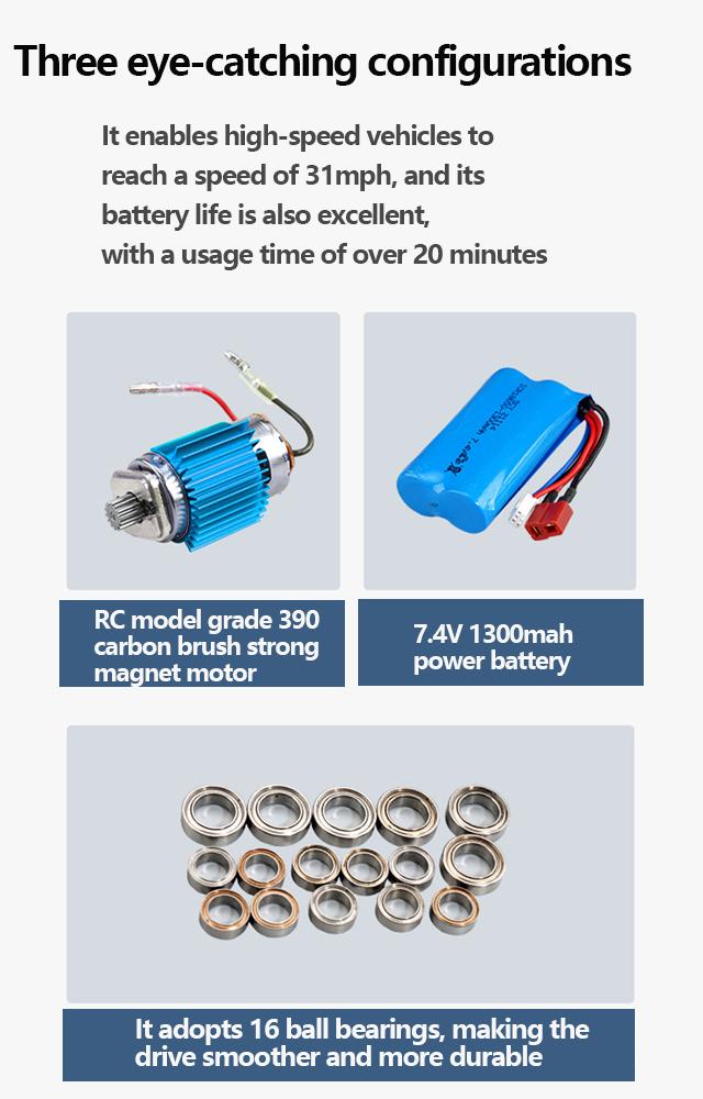 1:16 Full Scale RC Cars, 50 km/h 4WD Off-Road RC Truck with LED Front Lights and Rechargeable Batteries, High-Speed Drift Monster Truck, Perfect Birthday Gift for Kids Aged 8 and Up Remote Control Crawler Remote Control Kart