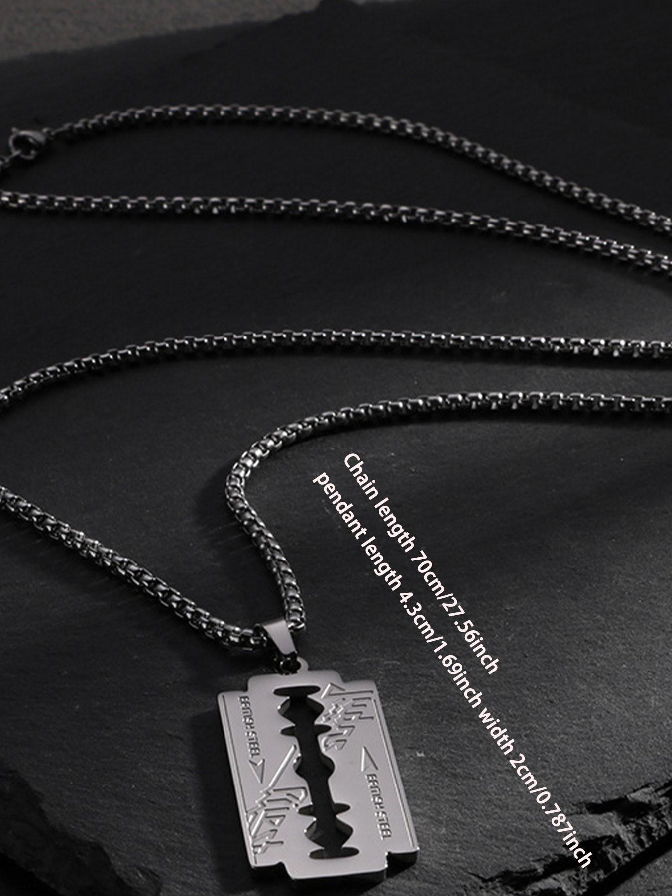 Punk Style Razor Blade Pendant Necklace, Unisex Fashion Accessory, Trendy Men's Shaving Knife Charm, Unique Personality Jewelry