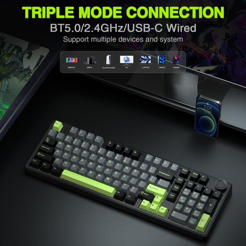 AULA F99 Pro Wireless Gaming Mechanical Keyboard with Knob Control, Tri-Mode BT5.0/USB-C/2.4GHz Hot Swappable Custom Keyboard,Pre-lubed Linear Switches,Gasket Structure,RGB Backlit Computer Gaming Keyboards PC Accessories TikTokShopfalldealsforyou AULA F99 Pro Wireless Gaming Mechanical Keyboard with Knob Control, Tri-Mode BT5.0/USB-C/2.4GHz Hot Swappable Custom Keyboard,Pre-lubed Linear Switches,Gasket Structure,RGB Backlit Computer Gaming Keyboards PC Accessories TikTokShopfalldealsforyou