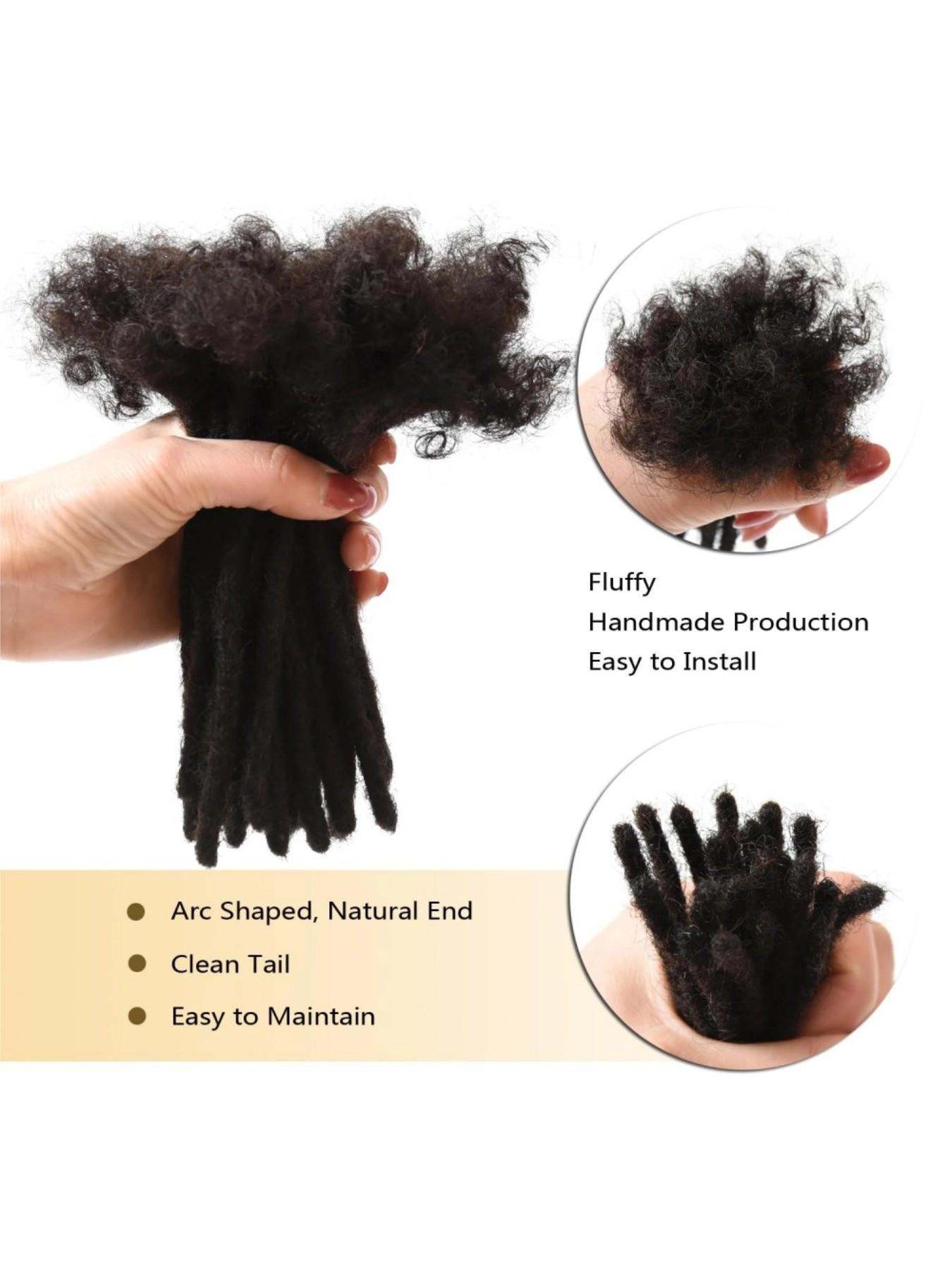 Handmade Human Hair Dreadlocks,0.6cm Dreadlock Extension 100% Full Handmade Permanent Dreadlock Extension for Women/Men/Kids Can Be Dyed Bleached  (0.6cm #1B/27, #1B/30#, 1B/99J#,27#, 30#, #99j, 4-16 inch 10-60 Strands)