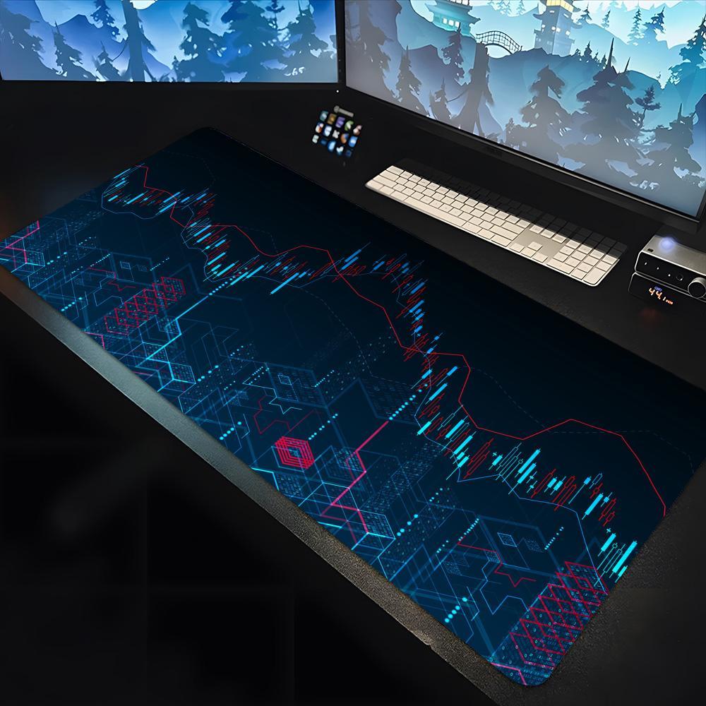 Stock Market Candle Chart Kawaii  Mouse Pad large keyboard mouse desk pad non-slip rubber gaming mouse pad laptop carpet 600x300