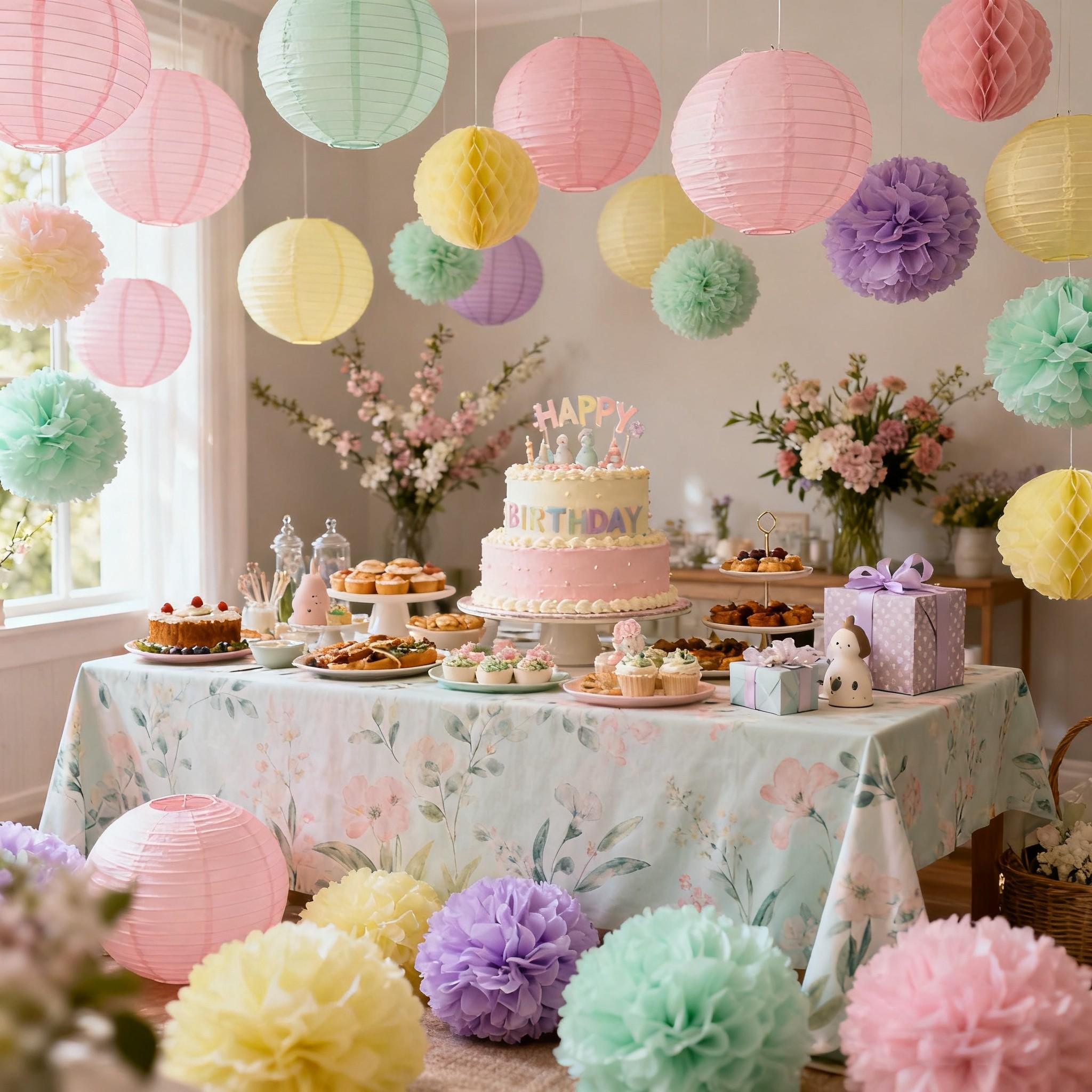 19pcs Handmade Paper Flower Balls Set, Bohemian Style Party Decorations, Wedding & Spring Summer Outdoor Hanging Decor, Warm Color Scheme