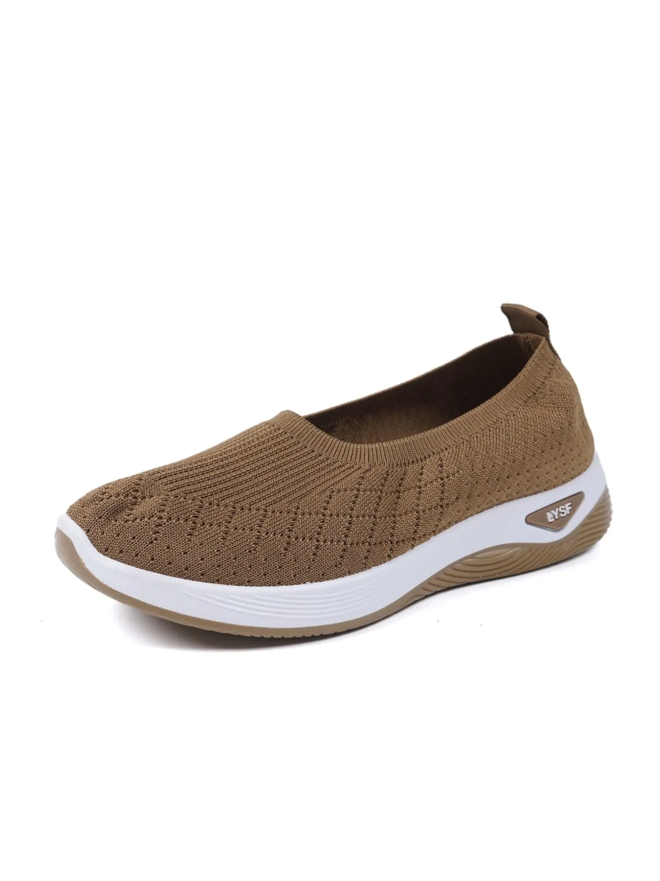 Women's Flyknit Slip-On Walking Shoes, Breathable Knitted Wedge Lazy Shoes, Lightweight Daily Commute Casual Shoes, Comfortable and Stylish