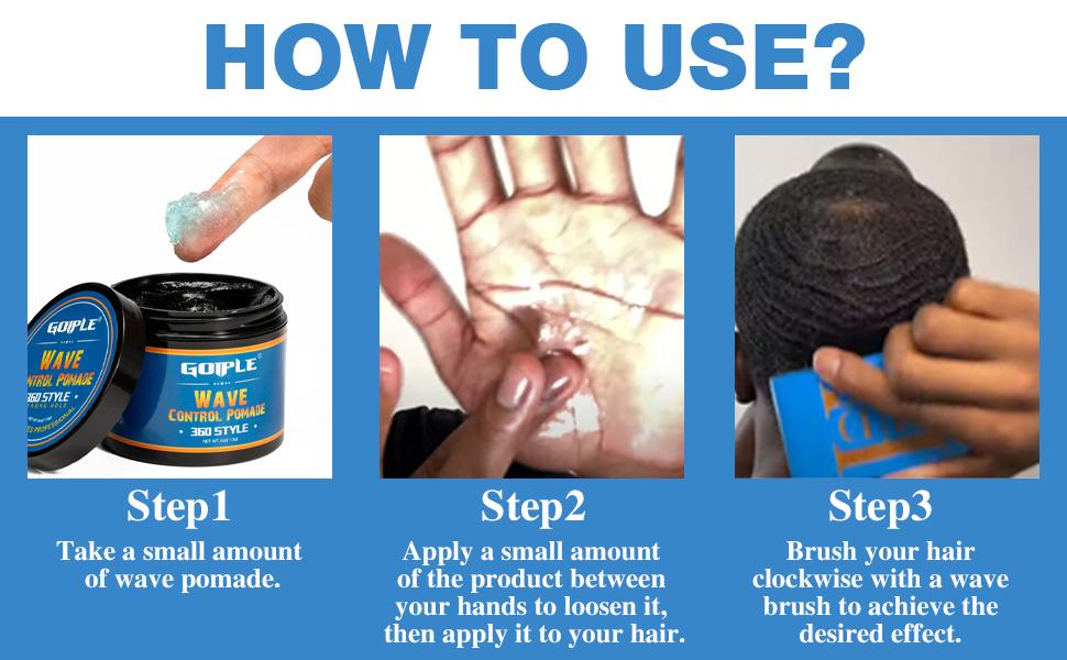 Natural Wave Pomade for Black Men - 360 Waves Hair Cream with Strong Hold, Easy Wash, and Hydrating Formula for Defined Waves Haircare