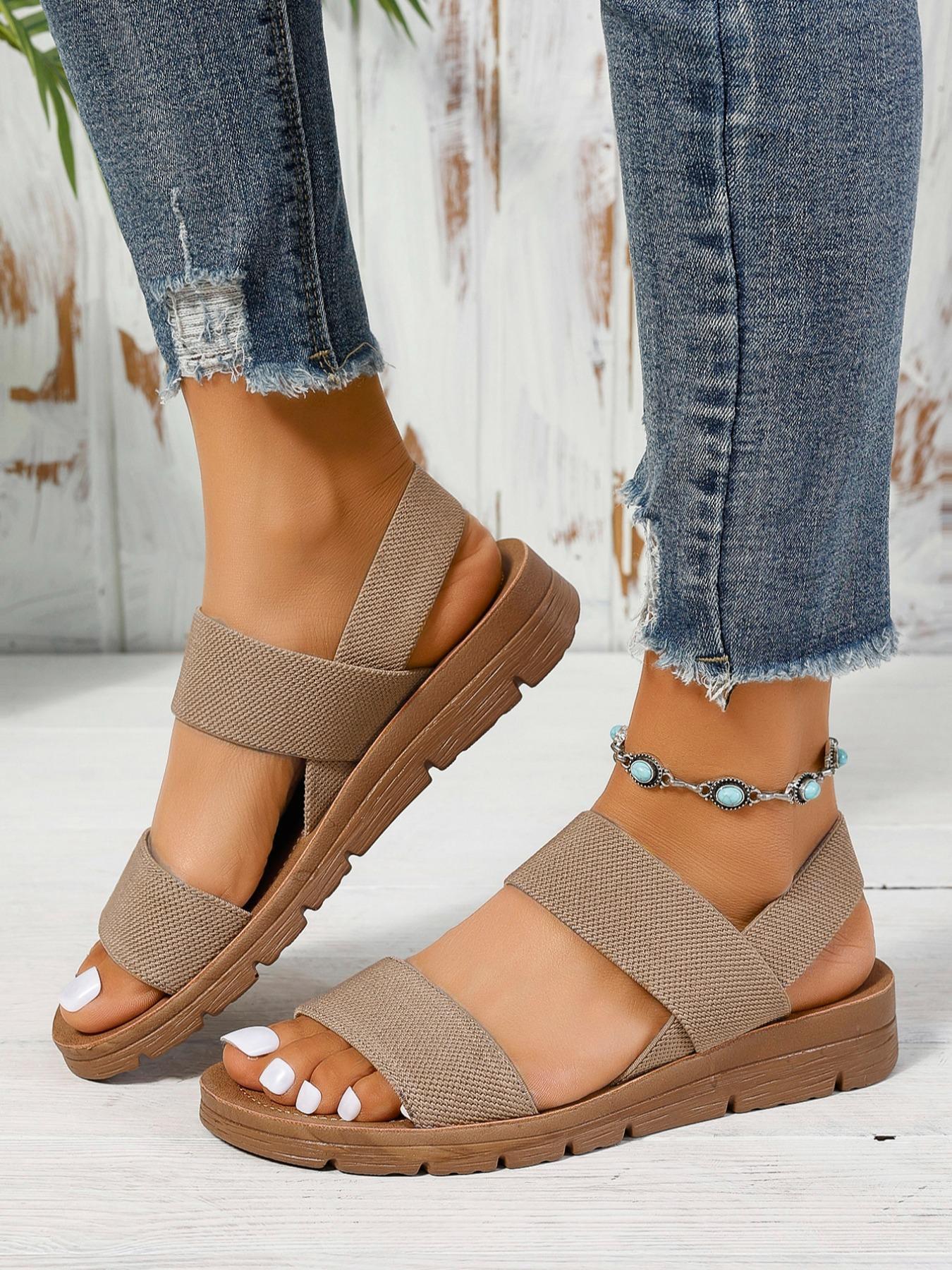 Women's Summer 2024 Fashionable Slip on Flat Sandals, Bohemian Trending Sandals, Casual Comfortable Sandals for Beach Party, Simple Comfortable Shoes for Indoor and Outdoor