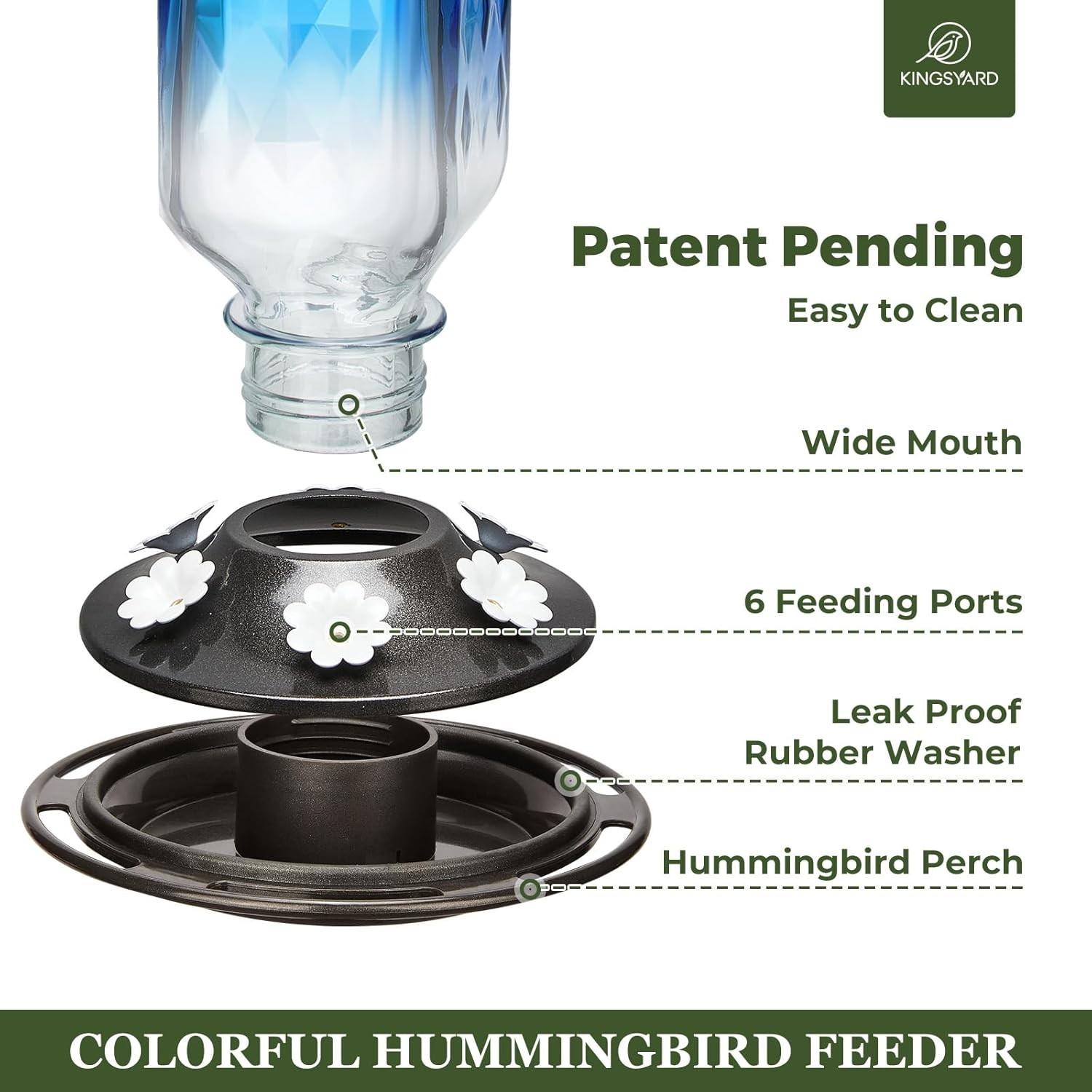 Outdoor Hanging Hummingbird Feeder, 26oz Leak-Proof Nectar Feeder, 6 Feeding Ports, Ant Barrier, Garden Decor, Best Holiday Gift