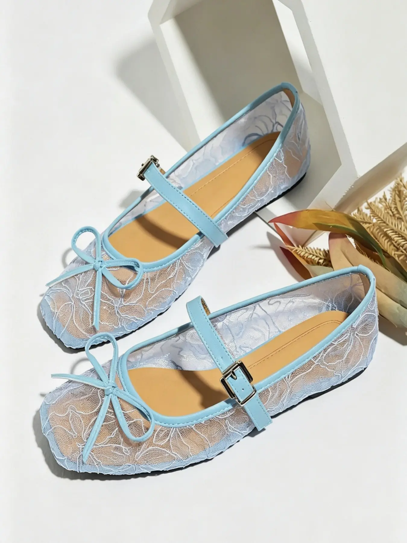 2026 Summer New Mesh Hollow Out Round Toe Women's Mary Jane Flat Ballet Shoes, French Elegant Soft Sole Anti-Slip, Casual Fashion Shoes Ballerina Flats Shoes Size 37-43