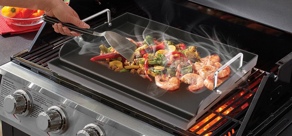 Elf Grill 25"x16" Metal Flat Top Griddle Universal for Gas Stove Grills Outdoorfun Compatible with Stainless Steel Utensils Prevent Sticking