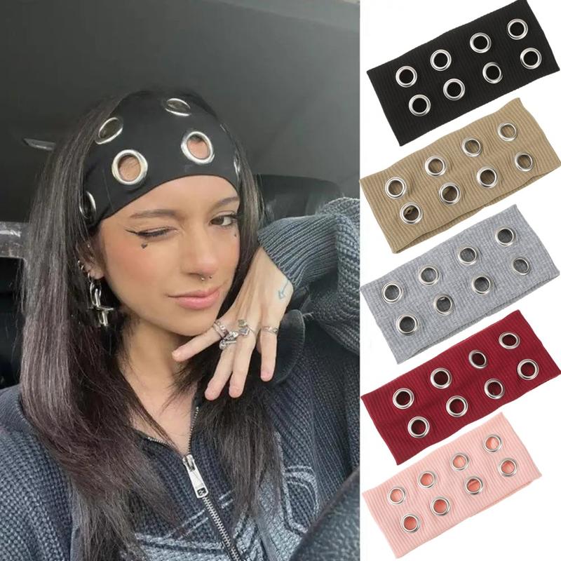 AWAYTR Buy One Get One Free Y2K Punk Girl Punk Grunge Hollowed Out Eyelets Elastic Wide Headband Fashion Rock Gothic Sports Headbands Hair Accessories AWAYTR Buy One Get One Free Y2K Punk Girl Punk Grunge Hollowed Out Eyelets Elastic Wide Headband Fashion Rock Gothic Sports Headbands Hair Accessories