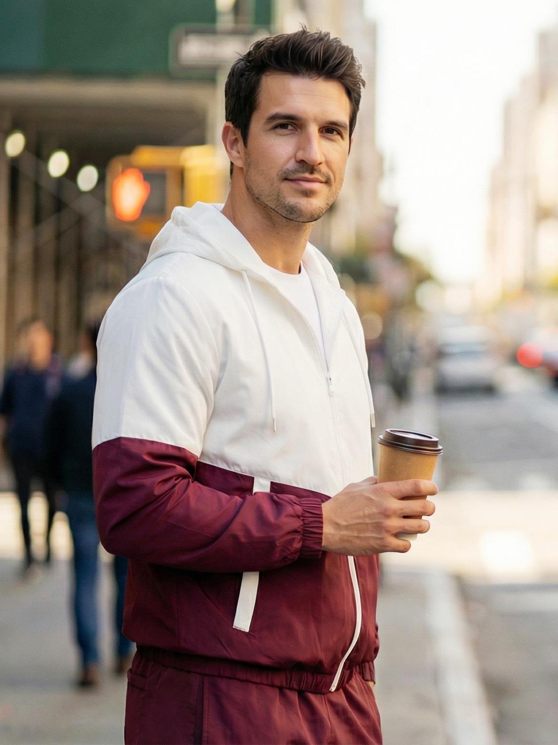 KZZ Men's Colorblock Drawstring Zip Up Hoodie & Joggers French Terry Set Casual Athletic Long Sleeve Hooded Jacket & Trousers for Fall Winter Men's Clothing for Daily Wear Summer Sportswear Indoor Outdoor Tracksuit SpringStatements