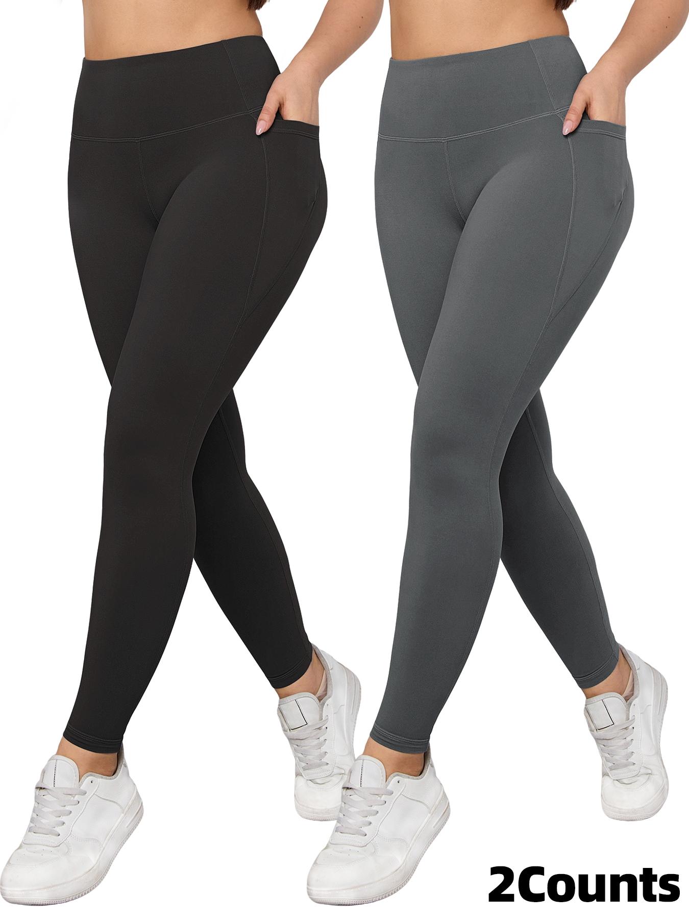 Women's Solid Color Side Pocket High Waist Sports Leggings, High Stretch Casual Comfortable Breathable Skinny Pants for Yoga Gym Workout Running, Ladies Sportswear for All Seasons, High Waisted Leggings