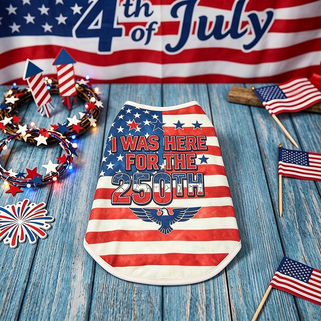 Pet Dog Vest Outdoor with U.S. 250th Anniversary Star-Spangled Banner Print, July 4th Dog Clothes Suitable For Small/Medium-Sized Dogs, Poodle & Cats, Independence Day Pet costume Dressing Apparel