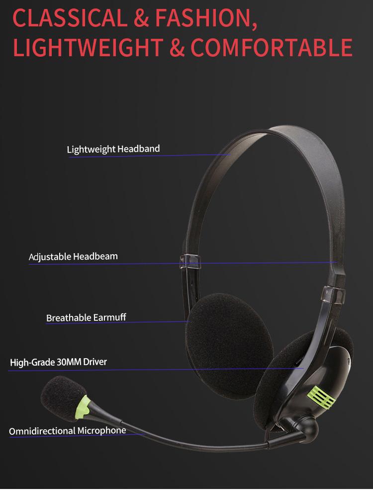 New Trend USB Computer Headset for Students & Business Professionals, Wired Over-Ear Noise-Isolating Earphones with Line Control, Noise Isolating Headphones