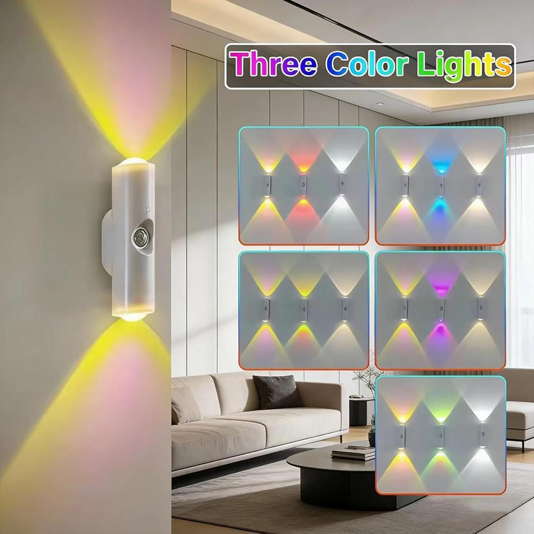 1pc Battery Operated Wall Sconce, Motion Sensor Light Indoor, USB Rechargeable Wall Sconces 7 Colors Wall Lamp for Living Room Hallway Bedroom, Bathroom