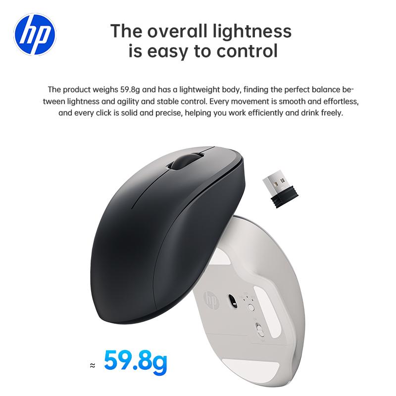 Hp Silent Wireless Dual Mode Mouse, Ergonomic Design, Fast Pairing, High Precision, Compatible with Laptops, Desktops, Tablets, Ideal for Gaming, Work, Daily Use, Computer Gaming Mouse, Cordless Mouse