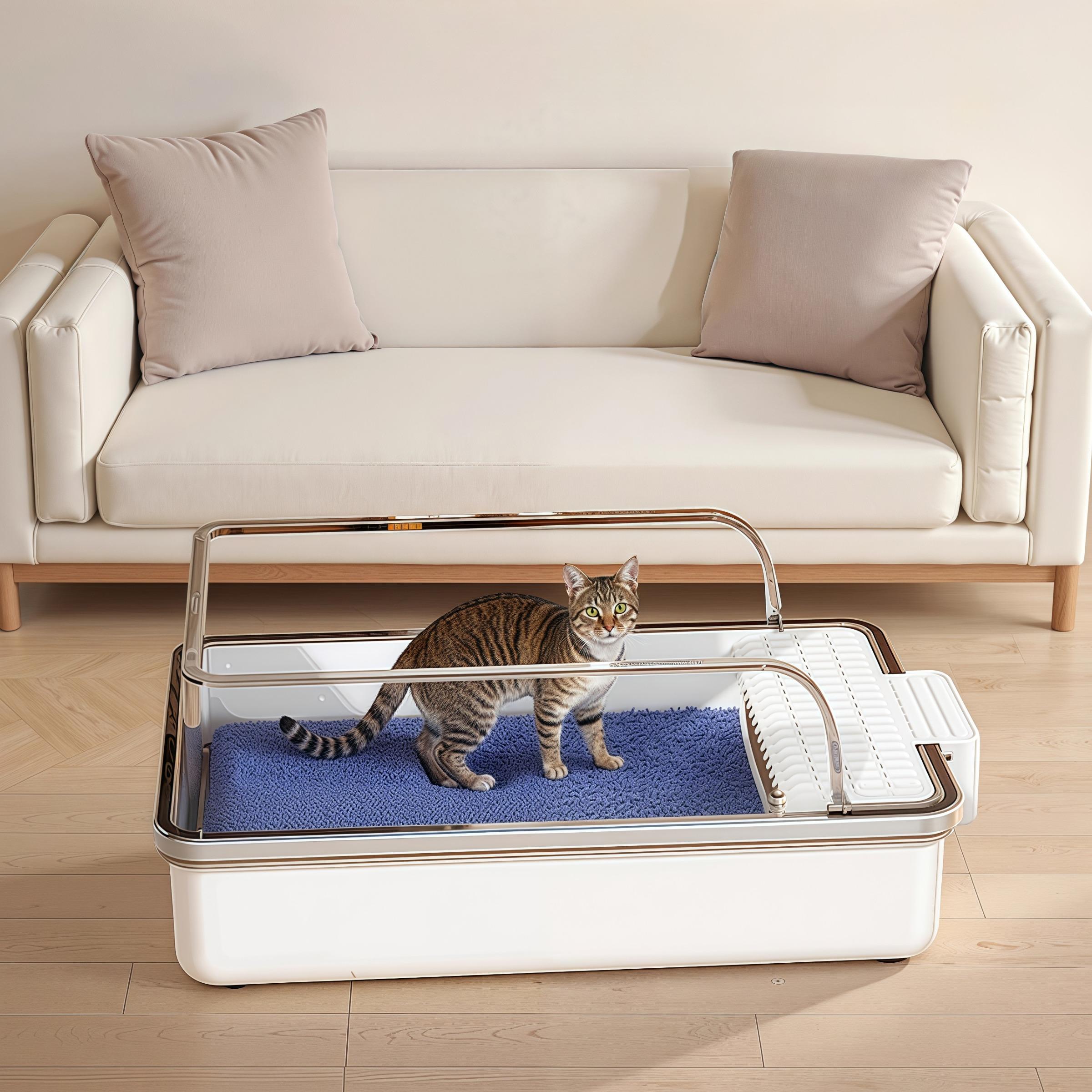 Large Sifting Cat Litter Box with Odor Lock, Privacy Lid & High Spill-Proof Walls, Smooth Surface Easy Clean, Suitable for All Cat Ages