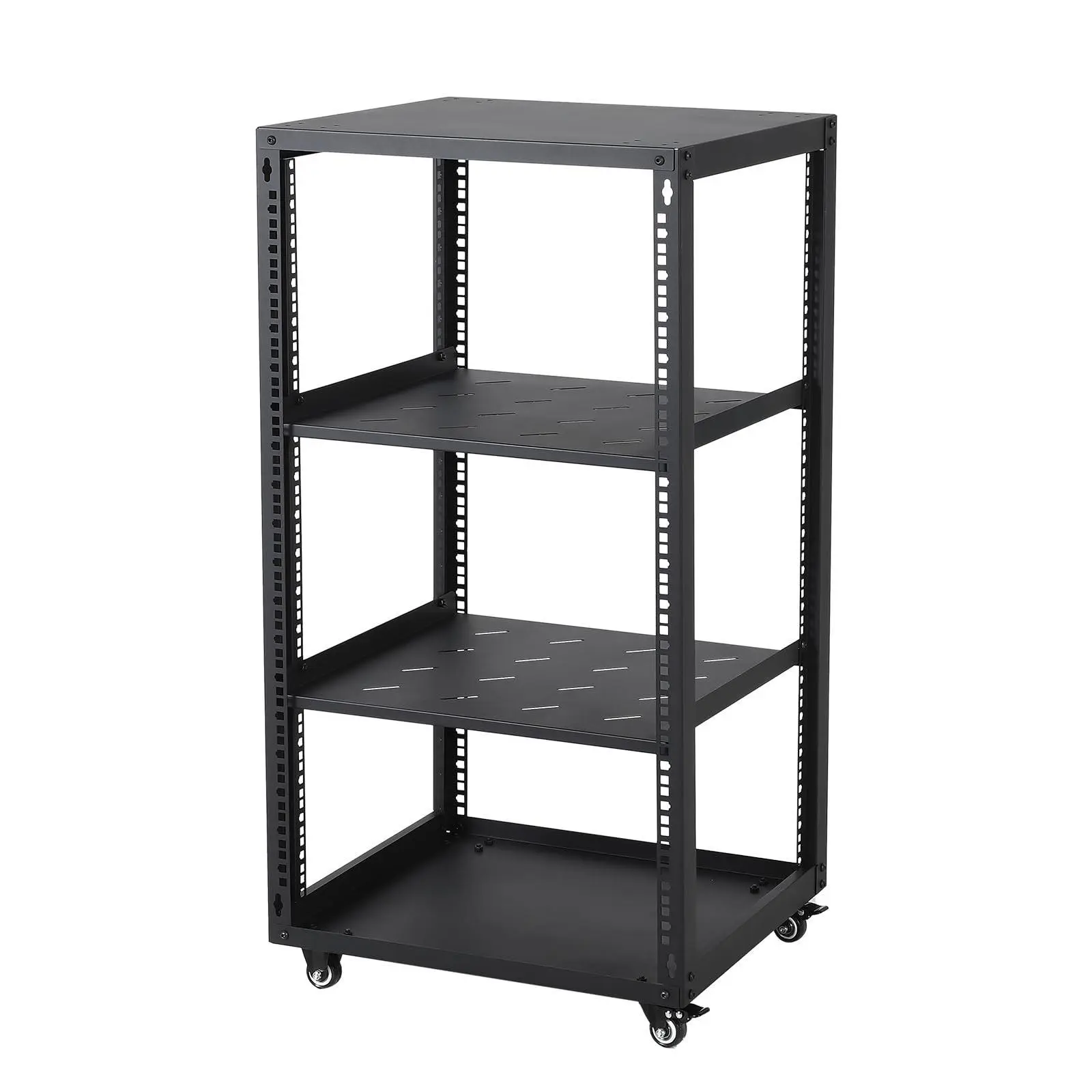 GARVEE 20U Network Rack with Casters - Heavy Duty Open Frame Network/Server Rack for IT & AV Gear, Floor Standing or Wall Mounted IT Equipment Cabinet, with 2 PCS 1U Rack Shelves & Mounting