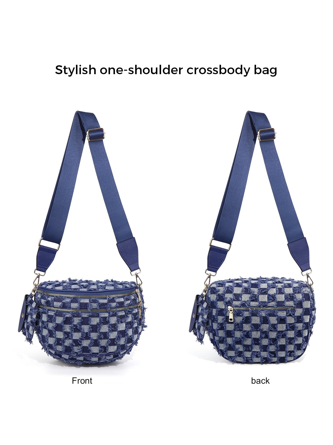 Large Denim Crossbody Bag for Women, Large Capacity Jean Shoulder Bag, Denim Shoulder Satchel, Stylish Purses and Handbags with Adjustable Strap and Coin Purse, Ladies' Saddle Bag, Girls Sling Bag for Commuting, Shopping, Dating