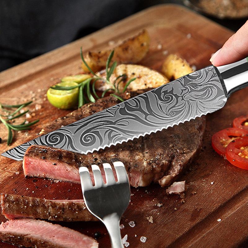 1piece Damascus steel, Stainless textured Japanese knife laser blade kitchen knife professional set sharp fish bread boning knife, gift for friends