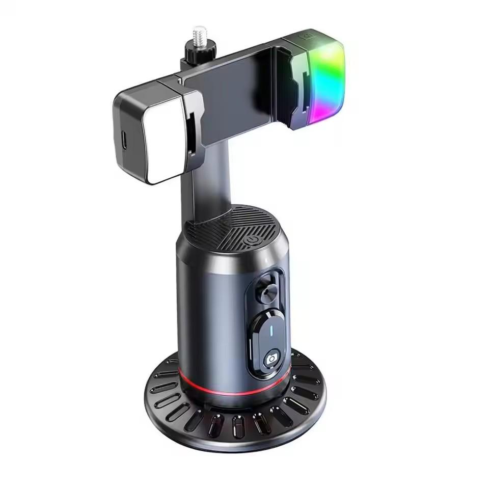 Automatic Face Tracking Tripod, 360 Degree Rotating Smart Stand with LED Lights and Gesture Control, Ideal for Vlog Live Videos