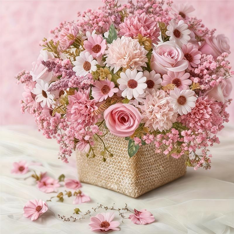 Artificial Peony Bouquet including buds Full-size bouquet, suitable for weddings, birthdays, anniversaries, Valentine's Day/Mother's Day, plastic peony table decoration, no maintenance required