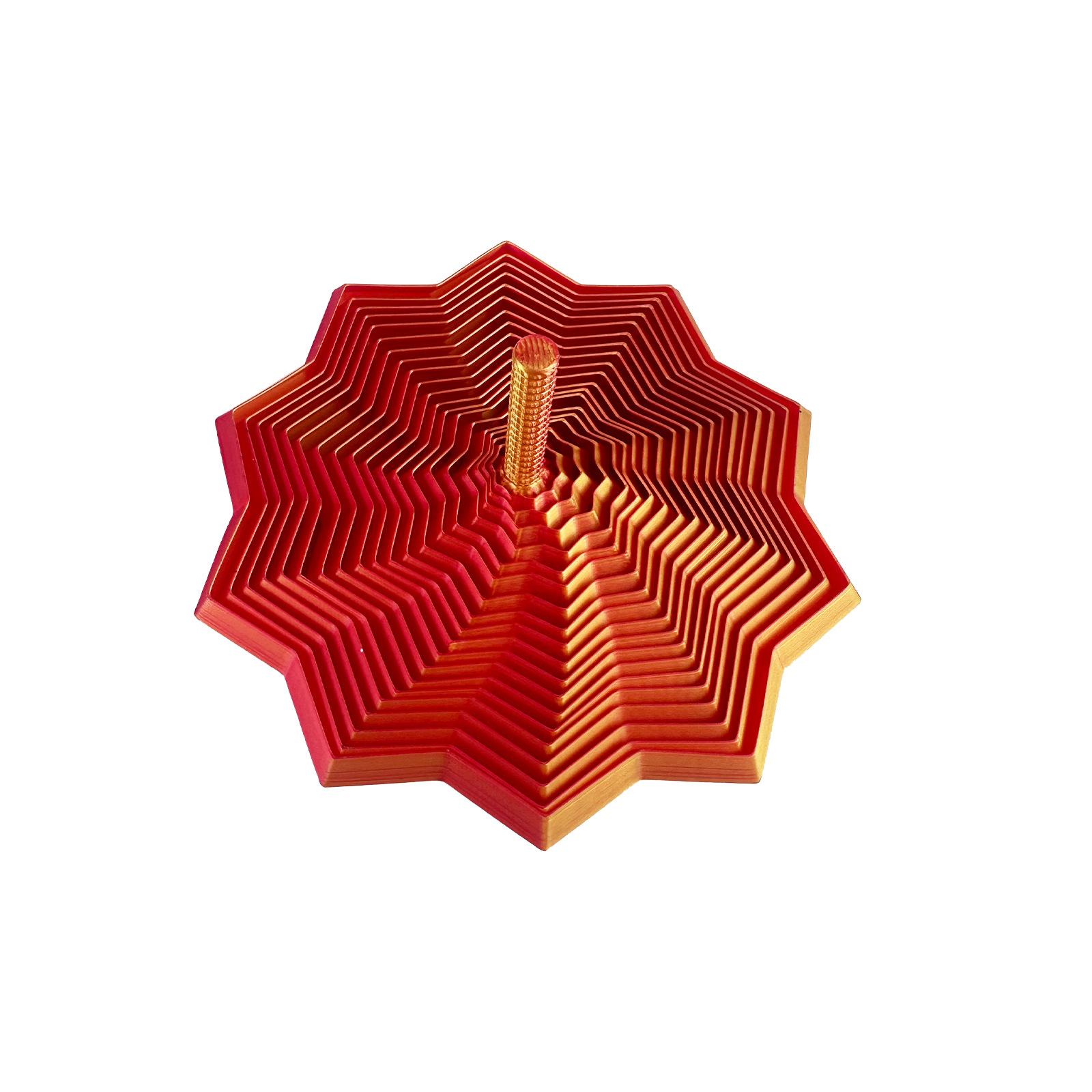 3D Printed Sensory Star Shape, Handheld Fractal Hexagon Decompression Toy, Office Desk Pressure Reliever, Stress Relief Fidgeting, Rotating Spiral