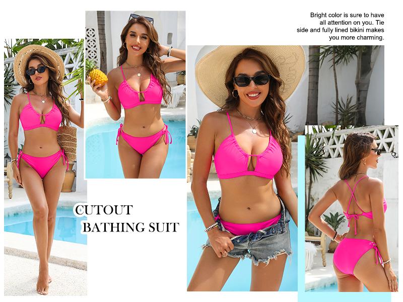 Blooming Jelly String Side Tie Bottom Women Cheeky Sexy Two Piece Bikini Sets Swimsuit
