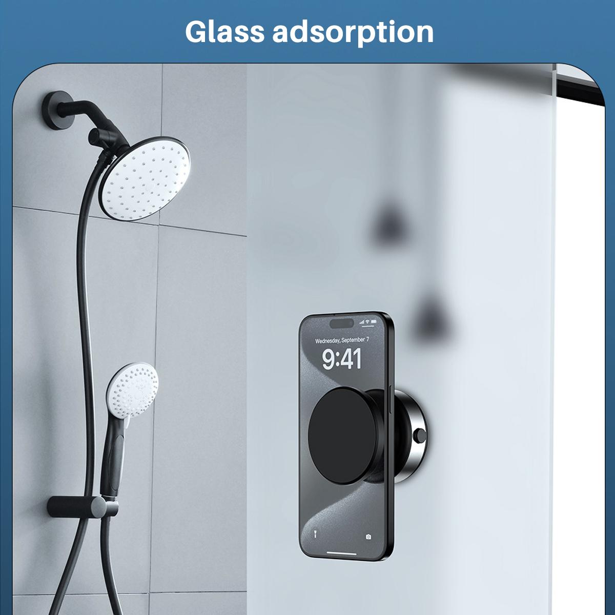 360° Rotatable Magnetic Car Phone Holder, Car Navigation Holder,Vacuum Glass Mirror Adsorption Magnetic Suction Cup Car Phone Mount,Car Mount One-Click Disassembly for Glass, Screens, Wall Tiles, Most Surfaces (Black/Silver), Christmas Gift