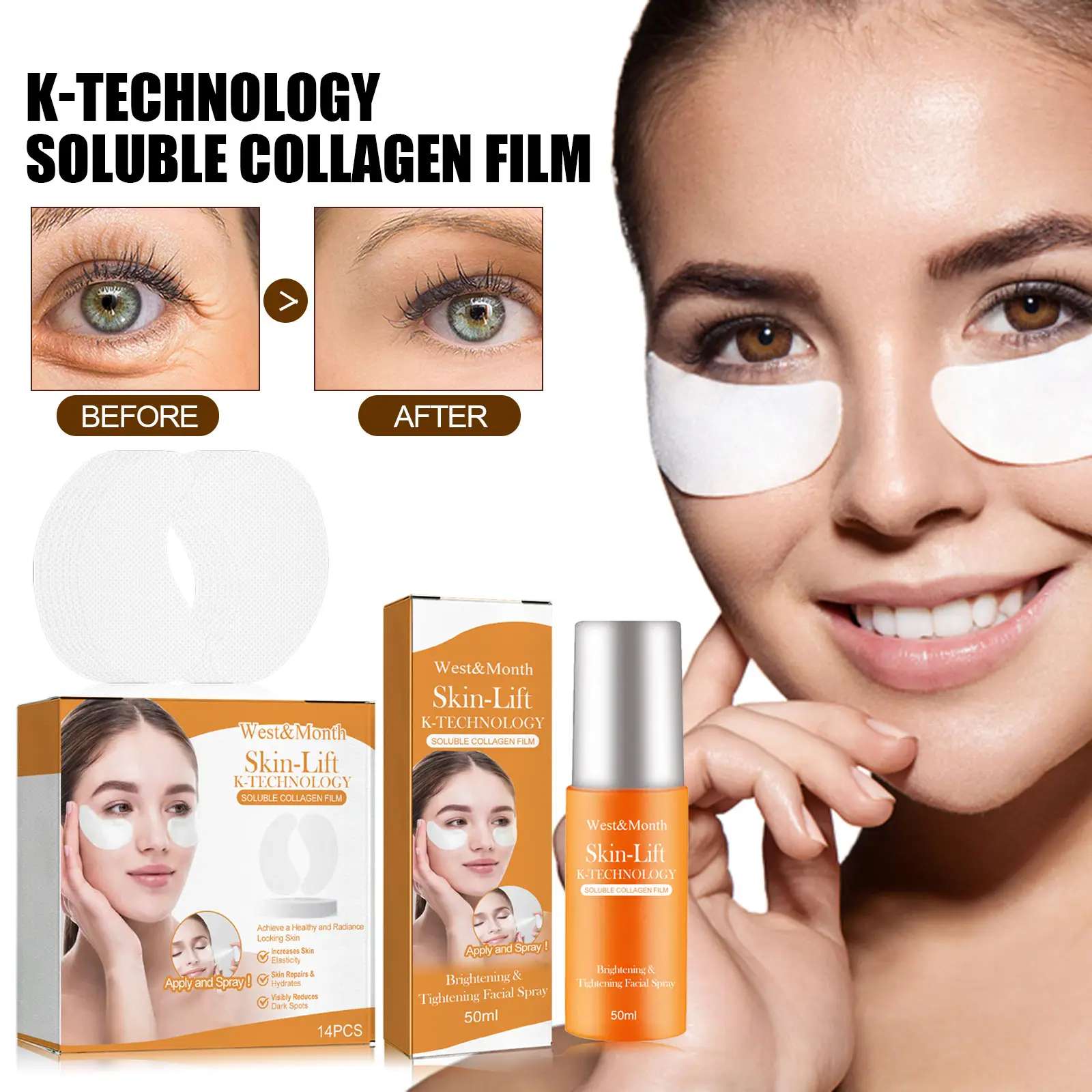 West&Month Collagen Eye Mask Spray, Anti-Aging Recombination Anti-Wrinkle Hydrating Anti-Aging Spray