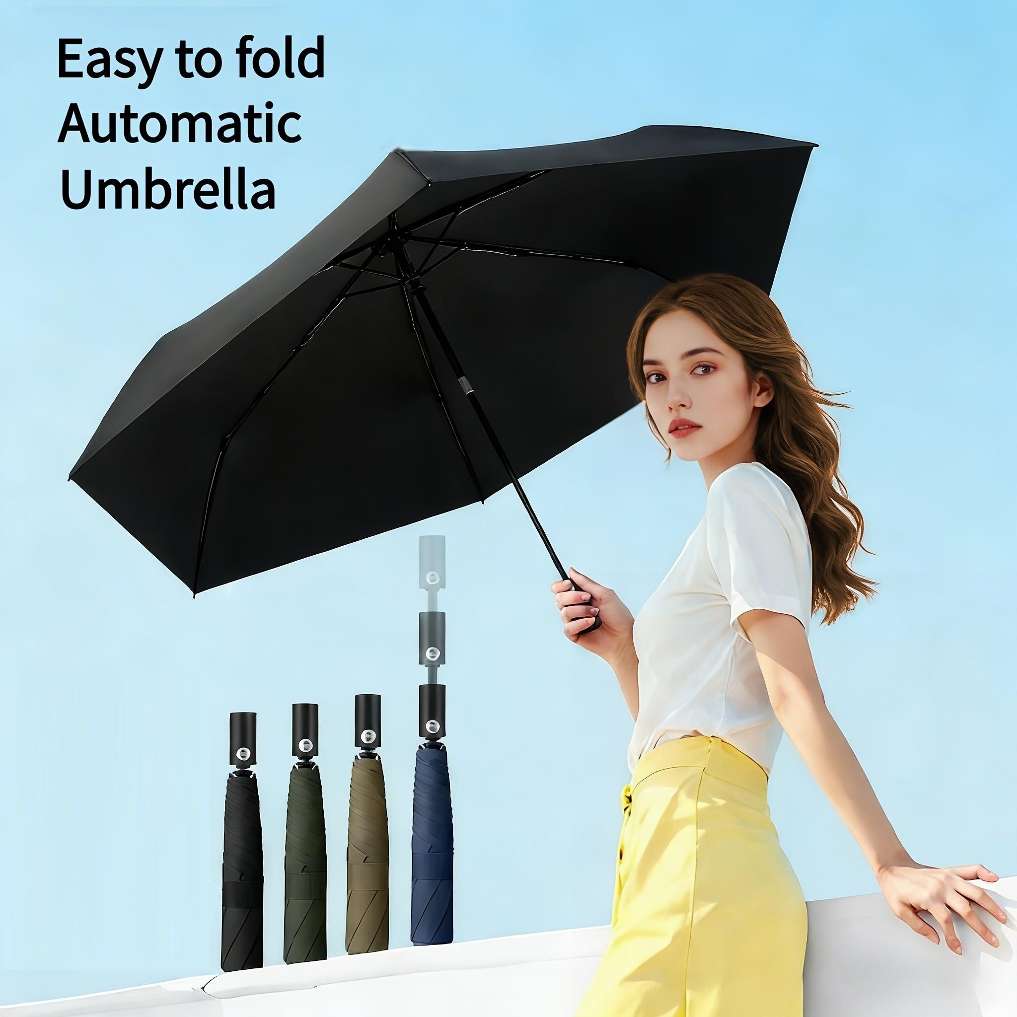 Lightweight Convenient Automatic Umbrella Memory Patch Design, Easy Fold Safe No Bounce Compact Travel Umbrella, Student Sun Umbrella, Portable Rain Umbrella