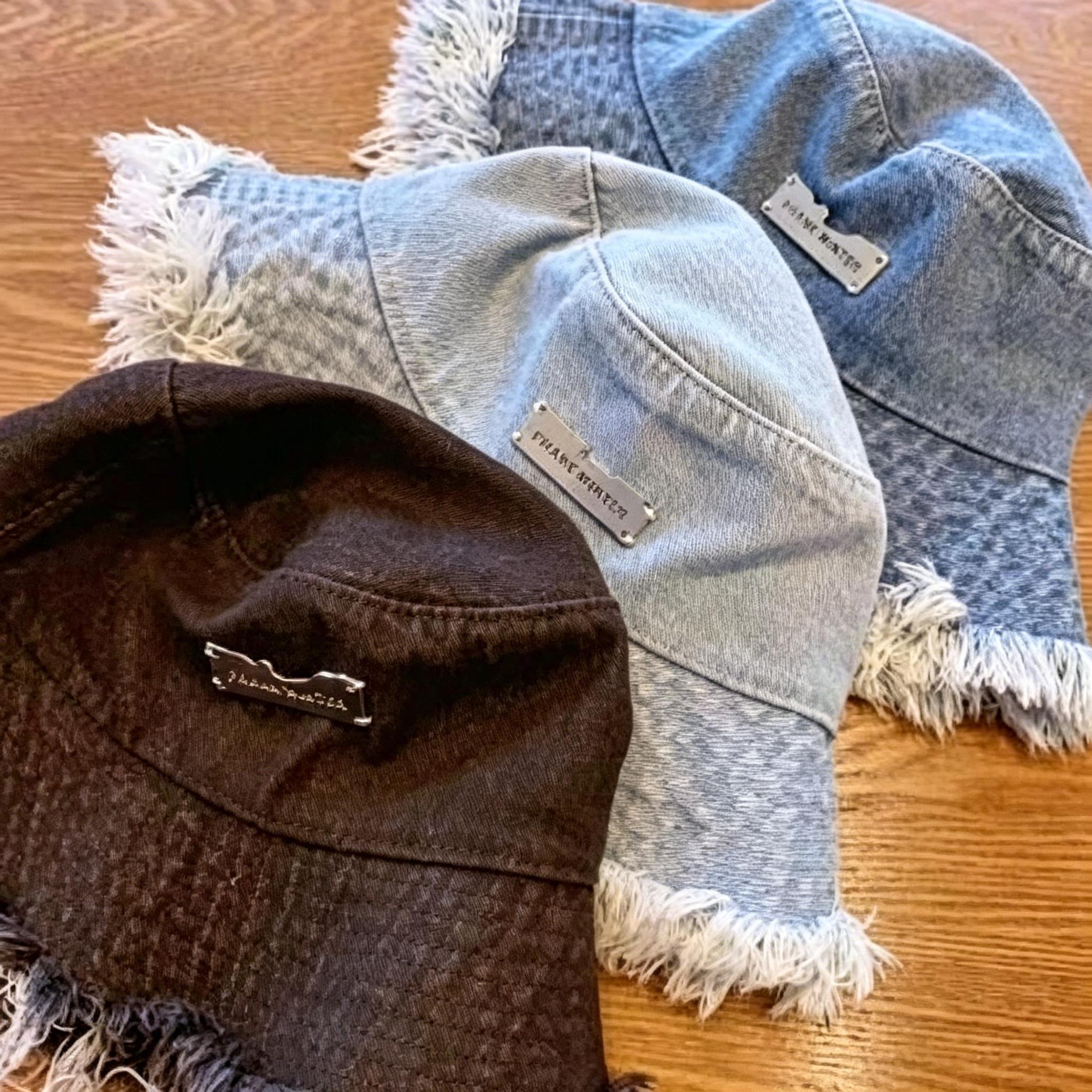 Women's Thin Washed Denim Bucket Hat | Summer Distressed Frayed Edge Wide Brim Sun Protection Hat for Outdoor