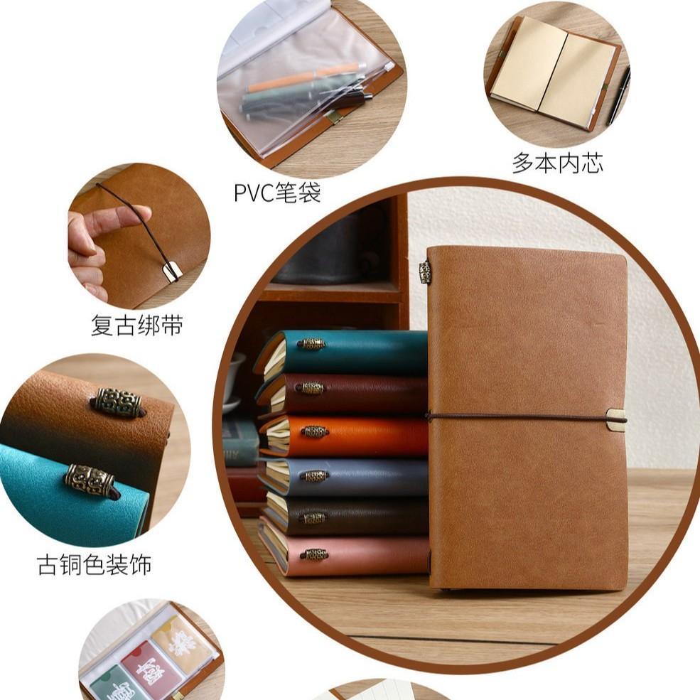Creative A6 Bound Notebook with Kraft Paper Pages, Durable PVC Storage Bag, Ideal for Travel Diaries & School Supplies