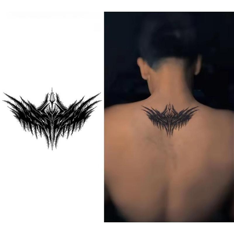 Demon Wings  Waterproof Tattoo Sticker Herbal Juice Semi-permanent Dark Neck Chest Fake Tattoo Art Lasting for Men Women