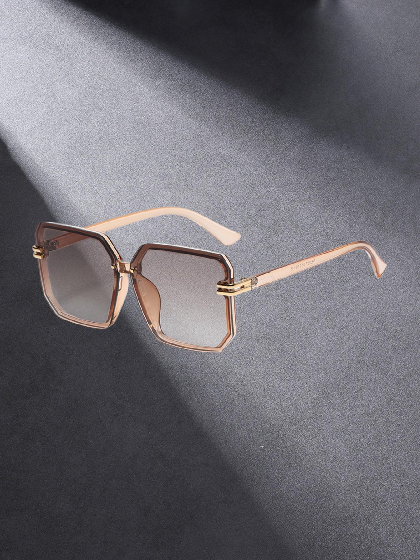 Square Frame Men's Sunglasses, Casual Decorative Lens, All over Print, Unisex Fashion Accessory, Daily Wear, Work & Leisure