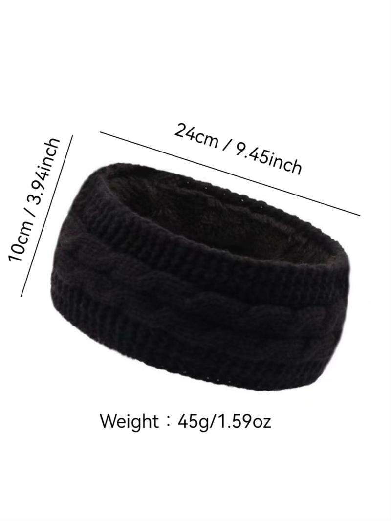 Women's Winter Plush Ear Warmer Headband Set, Soft Elastic Polyester Fiber, Commuting Outdoor Sports Skiing, Comfortable Warmth Protection
