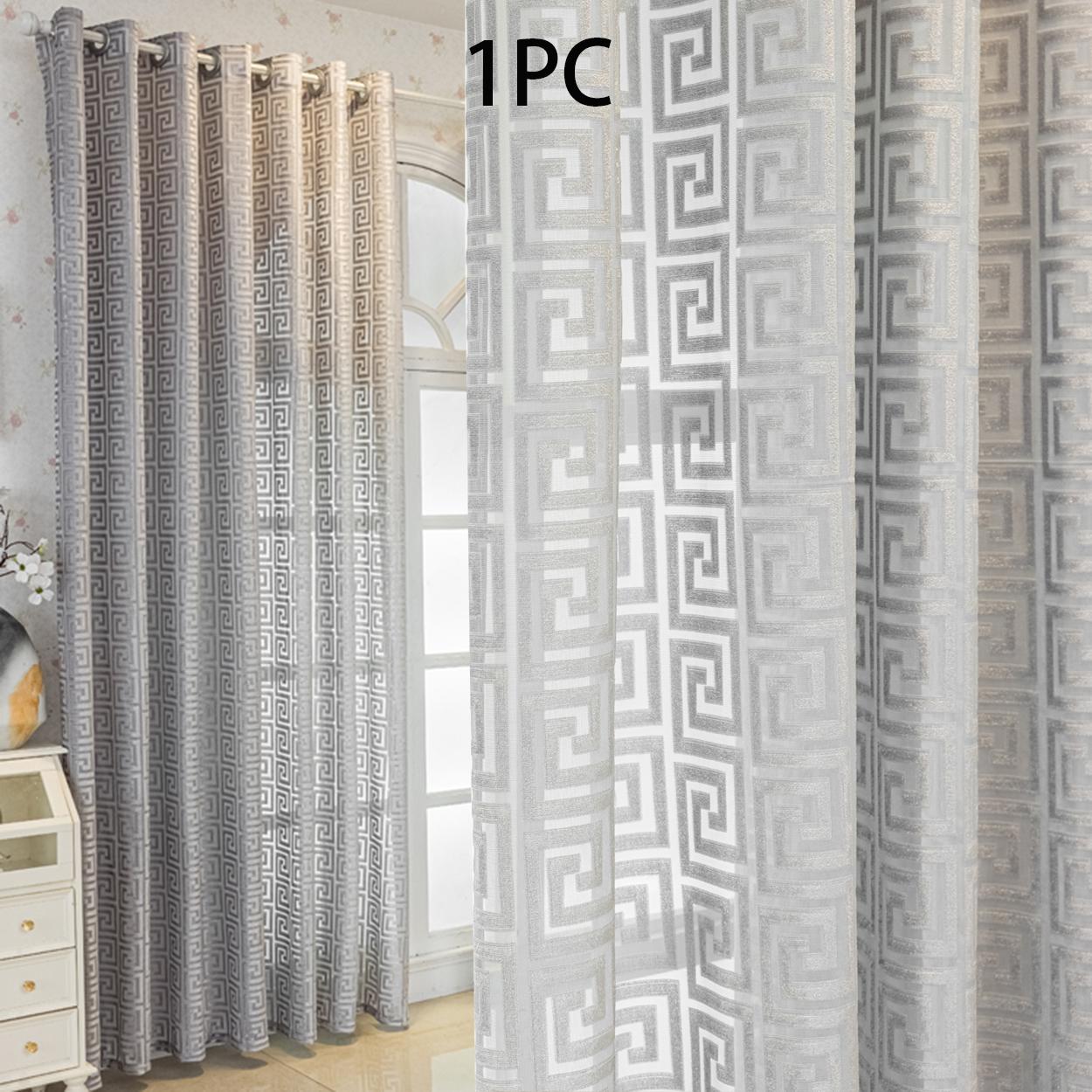 Geometric Pattern Curtain, 1 Panel Modern Simple Window Curtain, Home Decorative Curtain, Home Decoration Curtain, Home Textile for Living Room, Balcony, Bedroom or Restaurant
