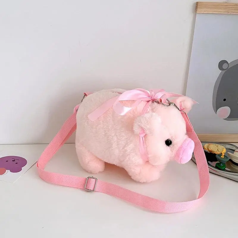 Piglet Plush Bag for Girl Korean Version Large Capacity Lady Shoulder Bag Cartoon Ins Cute Doll Messenger Bag Handbags Crossbody