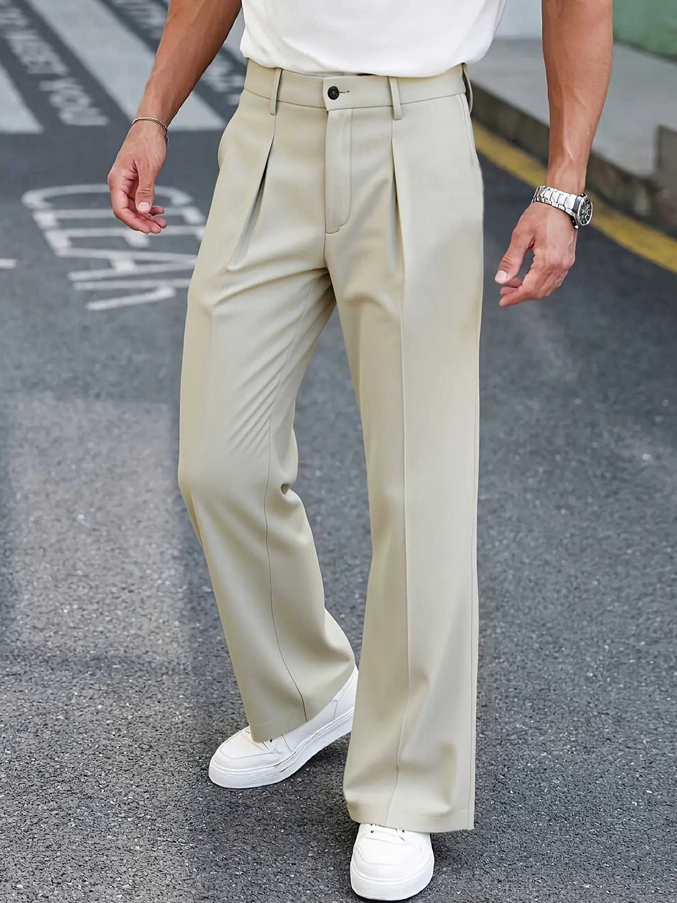 Men's Micro Flare Pants, Casual Flare Leg, Versatile Streetwear Essential, Casual Long Trousers, Lightweight Business Suit Piece, Perfect for Everyday Wear, Chic Casual Trousers